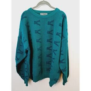 Ixspa Golf Vintage Men's Teal Pull Over Sweater Size Large Boxy Fit